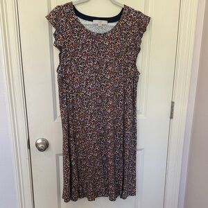 LOFT Multicolor Floral Midi Dress